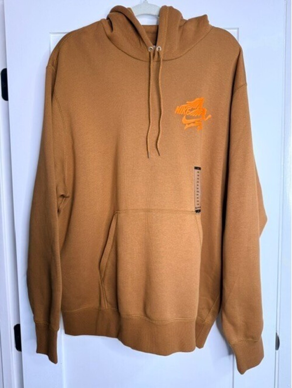 Nike Sportswear Graphic Hoodie Men's XXL Brown Orange Pullover Sweatshirt NWT